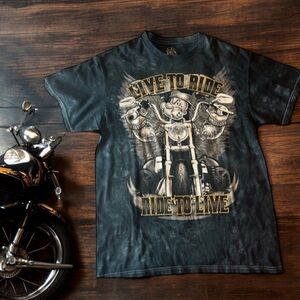 Vintage Popeye Biker T-Shirt Mad Engine 2013 Live to Ride Ride‎ to Live M